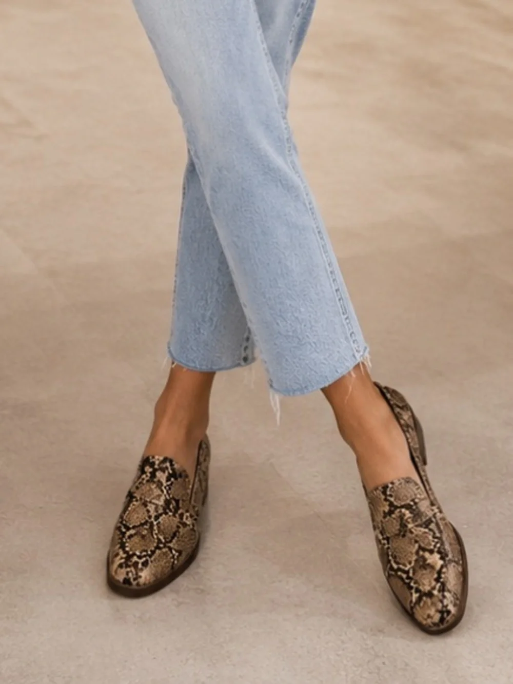 New Korks Laine Snake Embossed Leather Loafer, Size 8.5